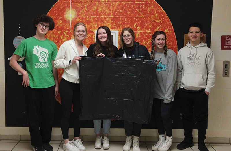 Left to right: Nate Mason, Maddie Hunt, Adia Hardt, Kam Glamann, Bella Biederman, Taylor Simonson. Images taken by Nicholas Gagnon using a dual thermal and visual camera used to detect heat loss.