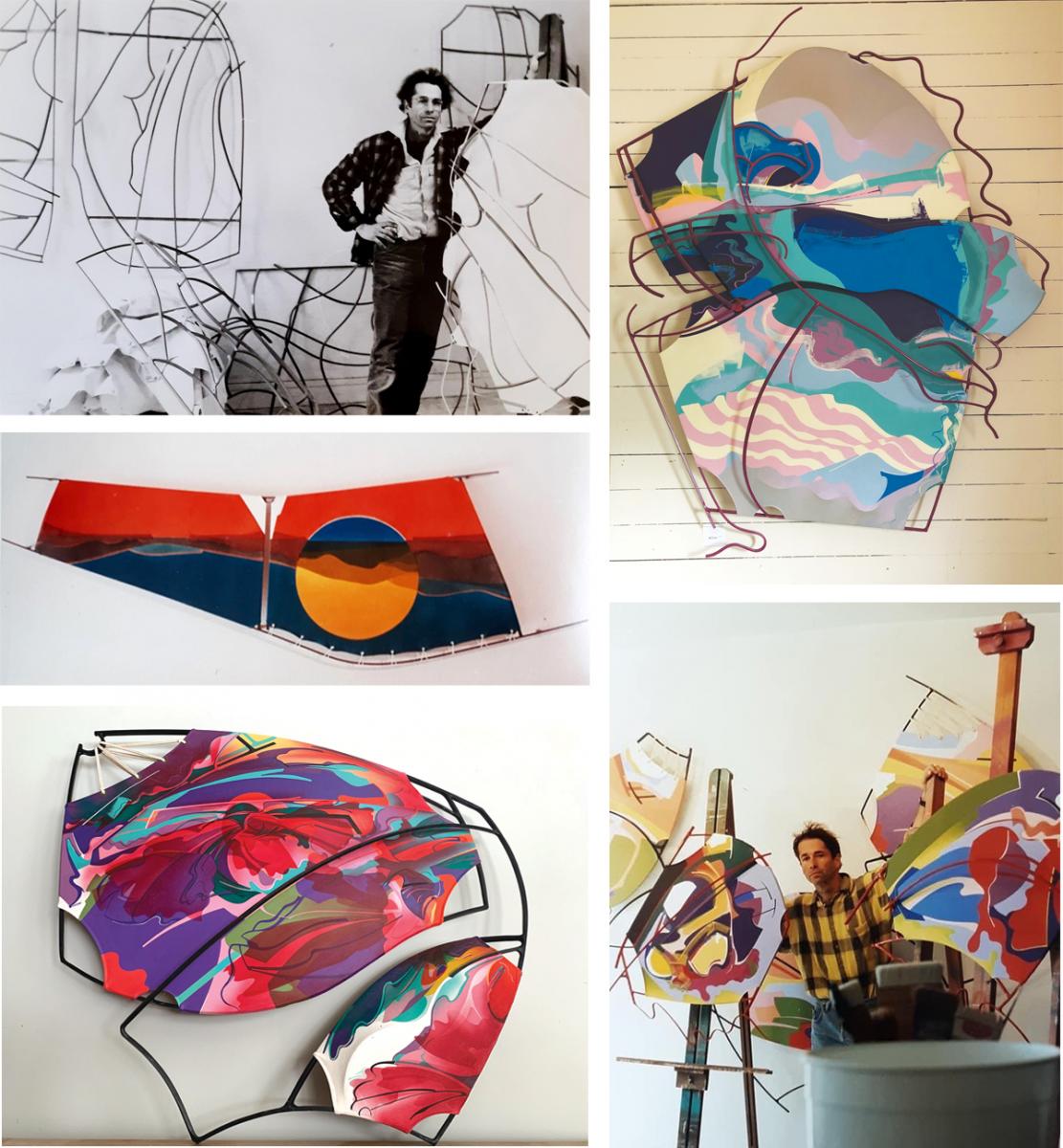 The artist in his studio with collected works from the 1990s. Photos by Heather Swan and Anna Wren Waters.