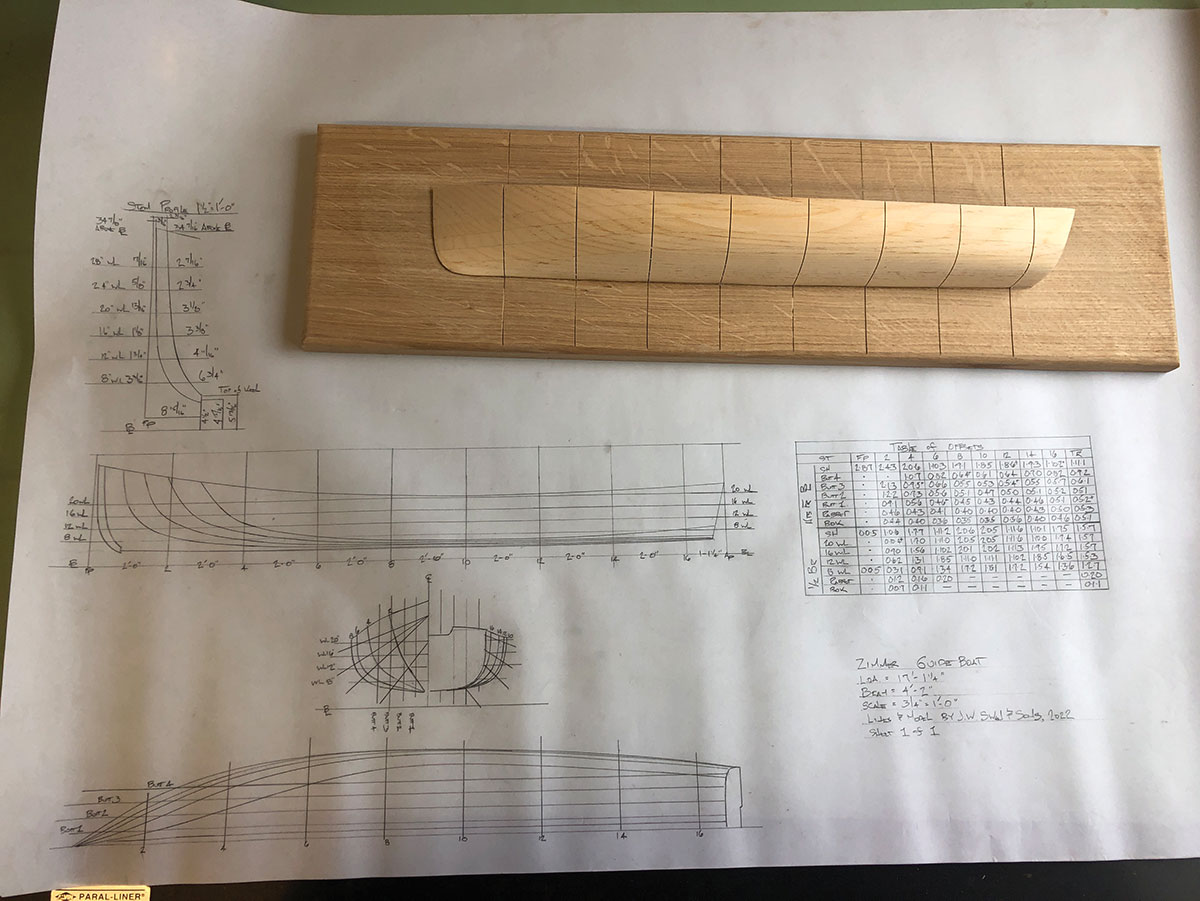 Initial drawing and carved model.